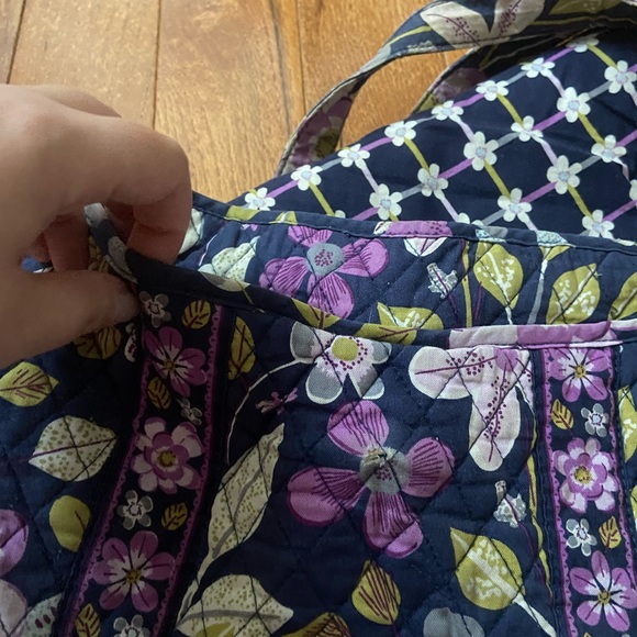 Vera Bradley Floral Nightingale Messenger Bag/Crossbody Purple Medium - Picture 5 of 6